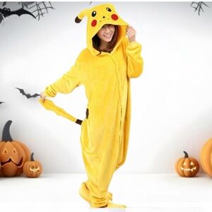 Pokemon Pikachu Hooded Onesie with Tail for -Adults--Teens - Unisex - Size OS